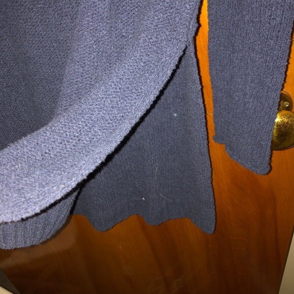 Caslon Sweater Navy Blue Oversized Split Hem V-Neck Tunic Extra Small - Picture 3 of 7
